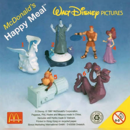 Folleto de Happy Meal con juguetes de una película de Walt Disney Pictures