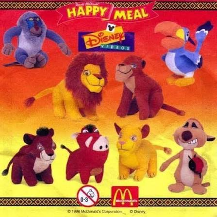 Colección de juguetes del Happy Meal con personajes de El Rey León